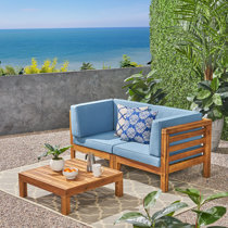 Seaham teak patio 2025 sectional with cushions